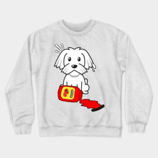 Funny white dog spilled tomato ketchup Crewneck Sweatshirt